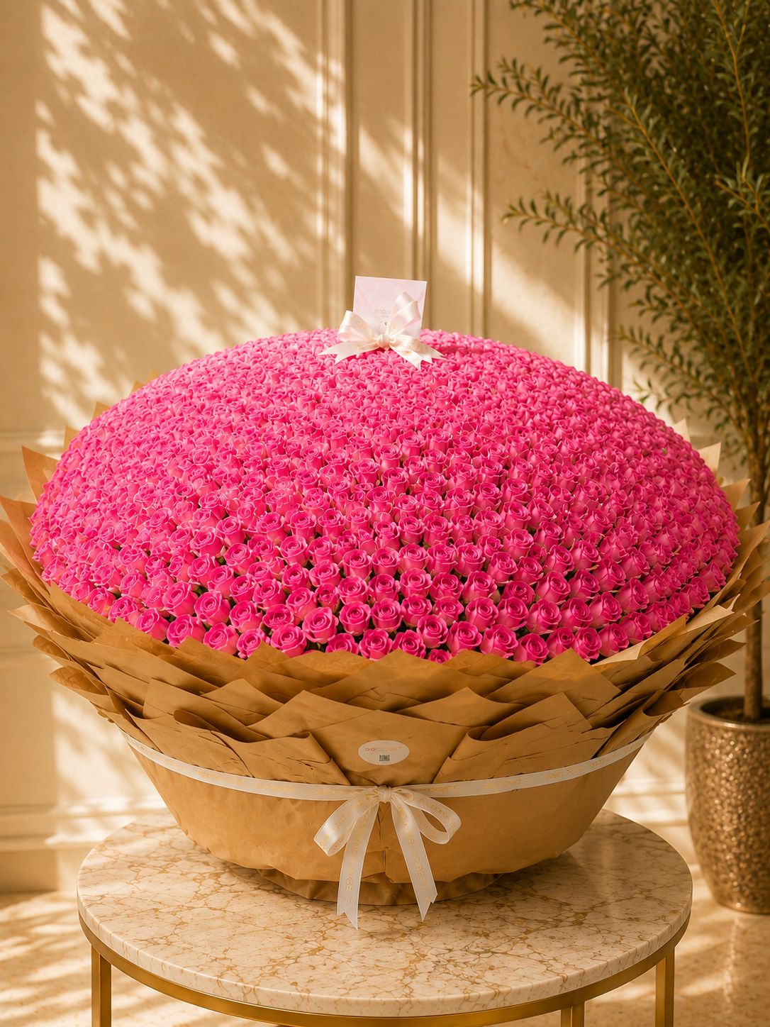 Pink Roses Kraft Wrap
