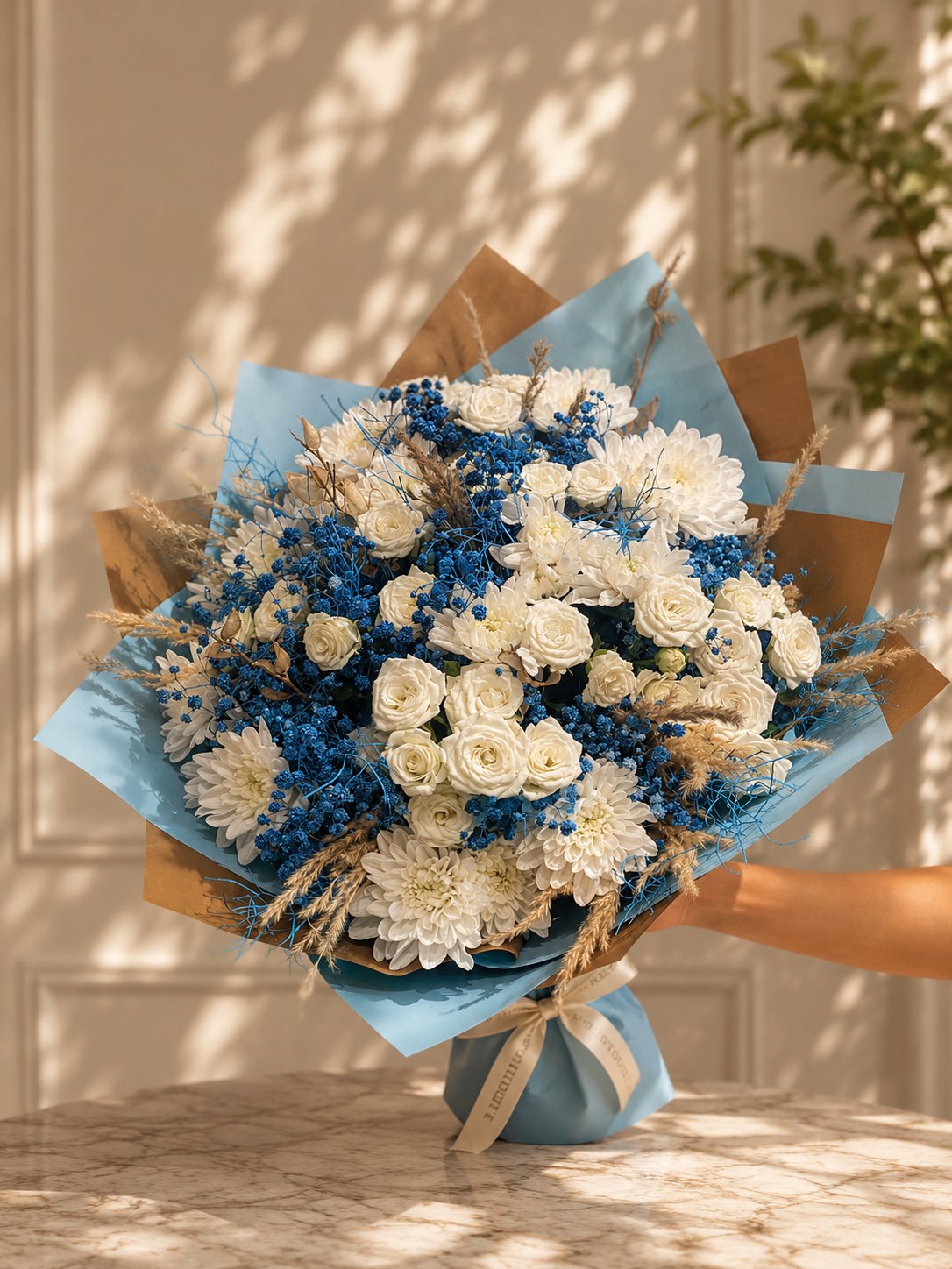 Blue Dried Flowers Bouquet