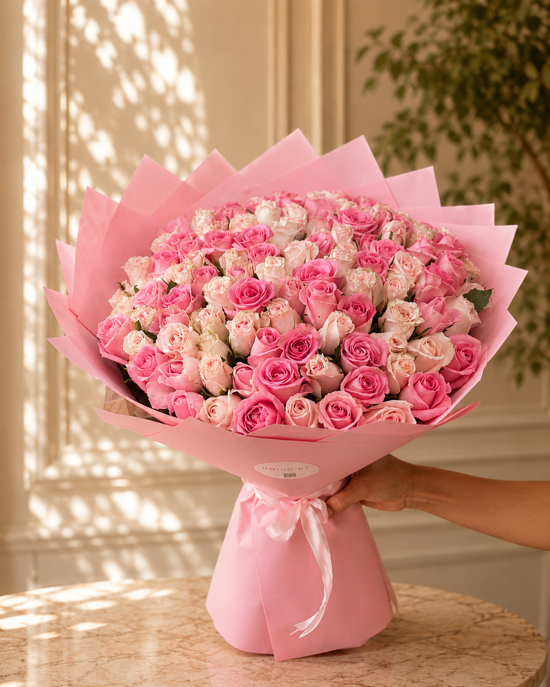 Pink White Roses Bouquet