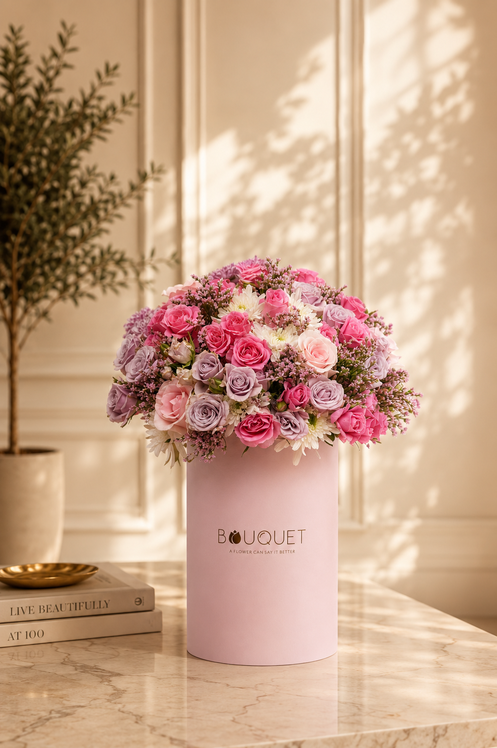 Pink Lavender Roses Pink Cylinder