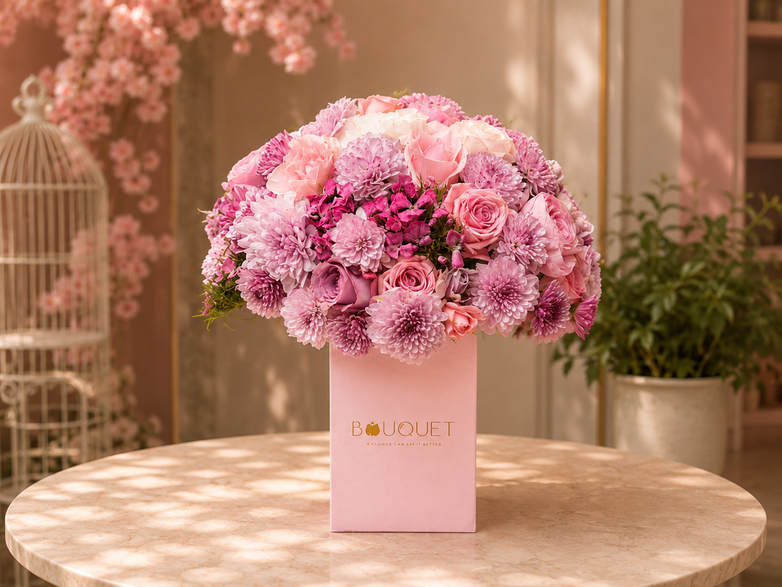 Purple Pink Chrysanthemums Pink Square Box