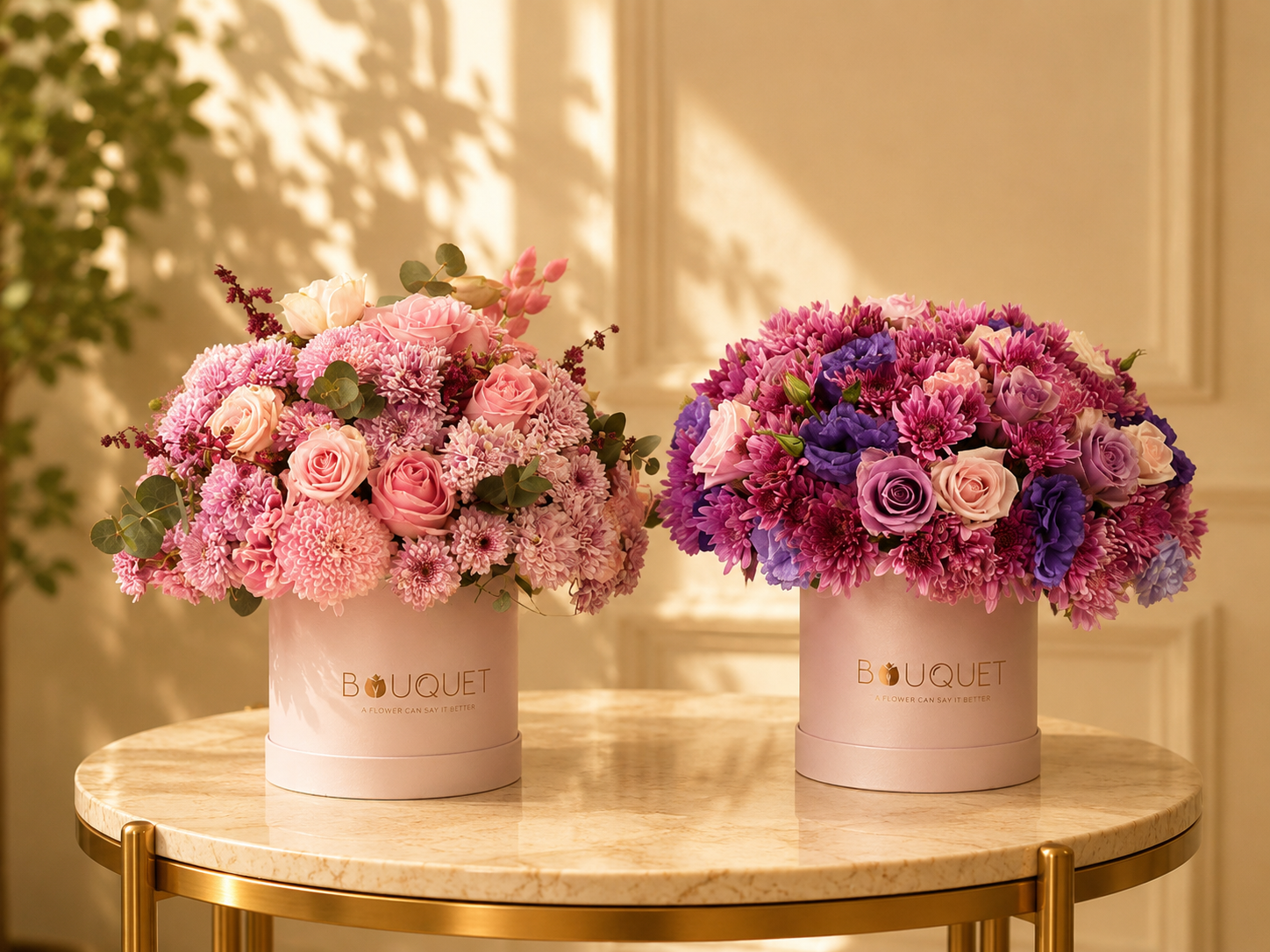 Pink Purple Two Arrangements Pink Cylinders