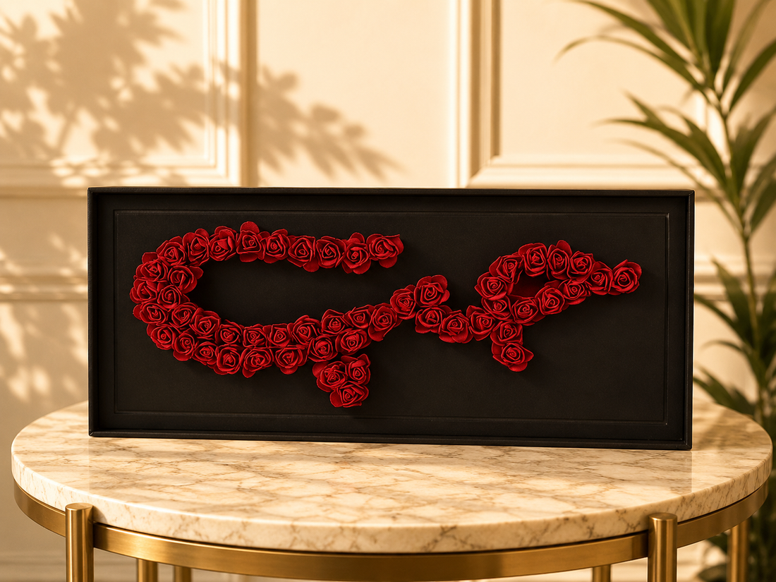 Hob (حب) – Luxury Artificial Red Roses in a Wooden Black Box