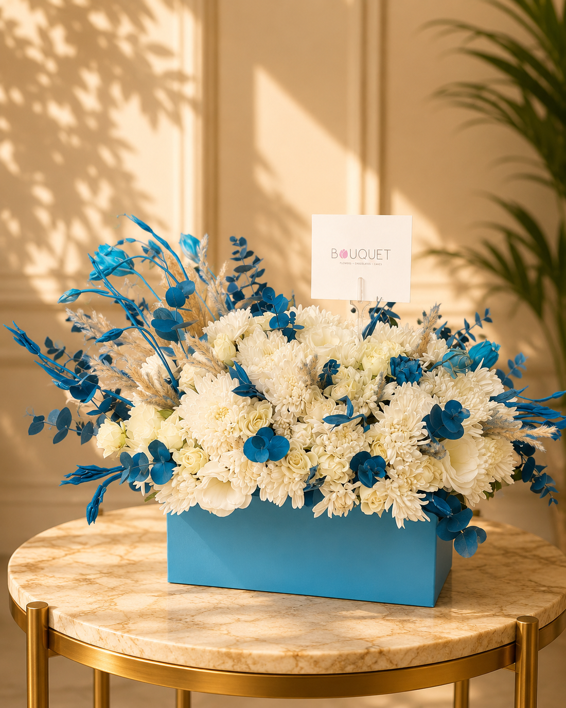 Blue White Flowers Blue Rectangular Box