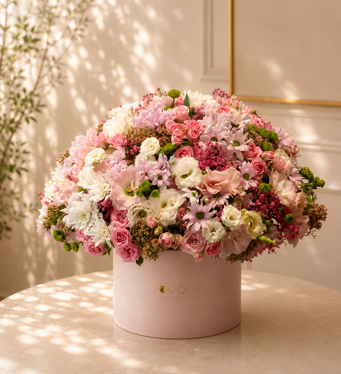 Pink Roses Daisies Dome Pink Cylinder