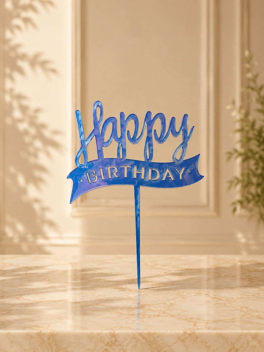 Blue Happy Birthday Cake Topper
