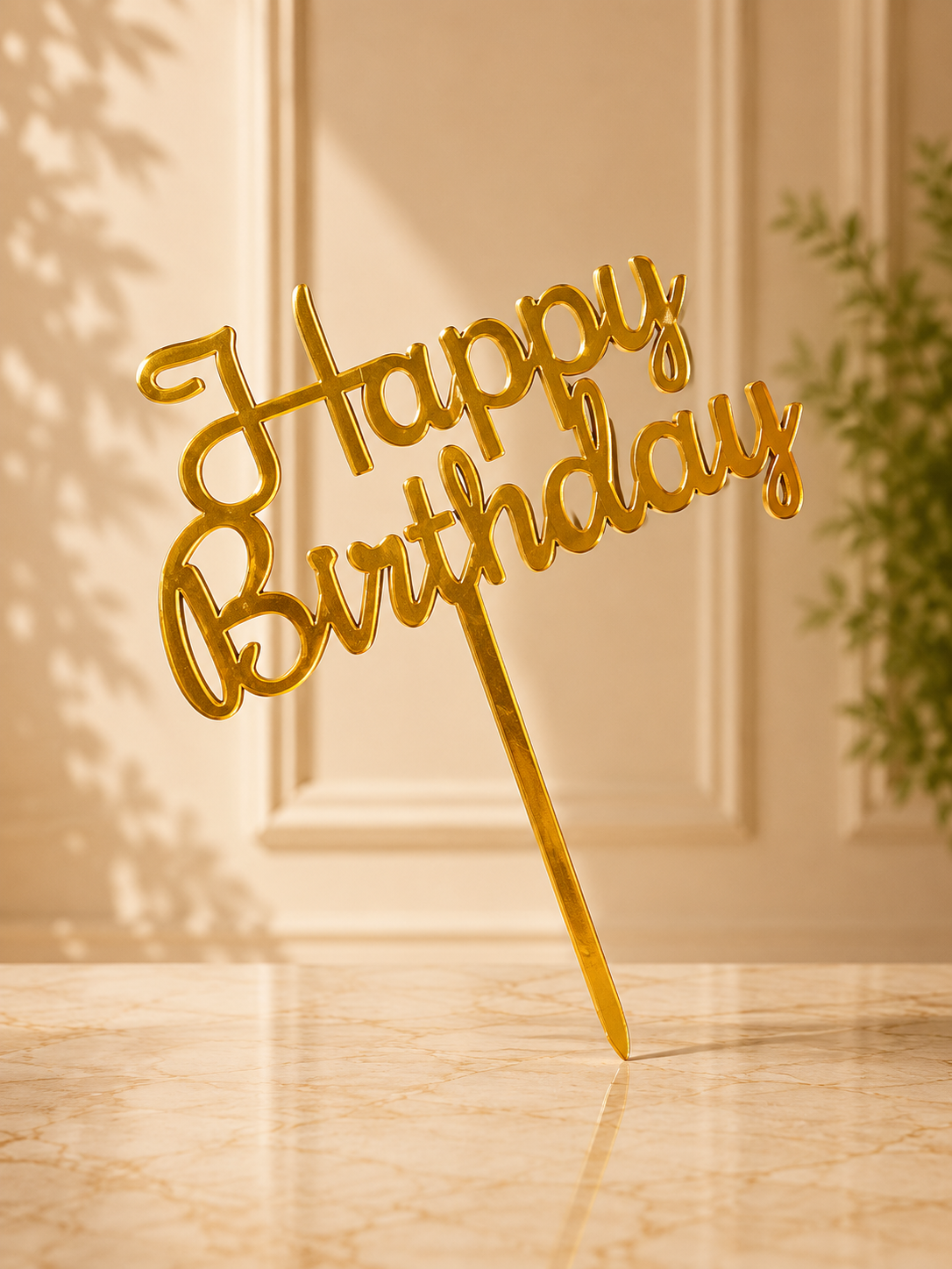 Gold Happy Birthday Cake Topper
