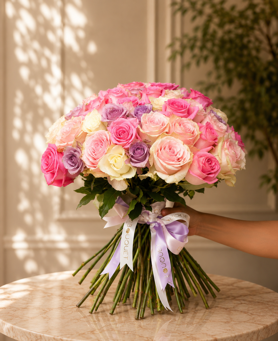 Pastel Roses Stems Bouquet