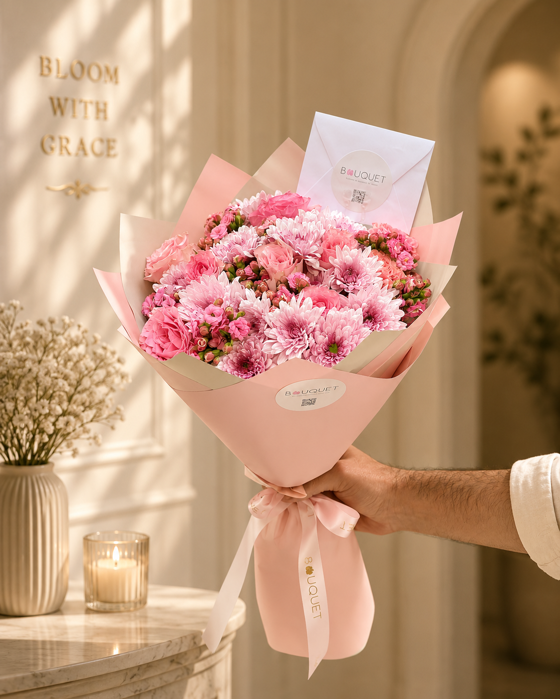 Pink Chrysanthemums Bouquet