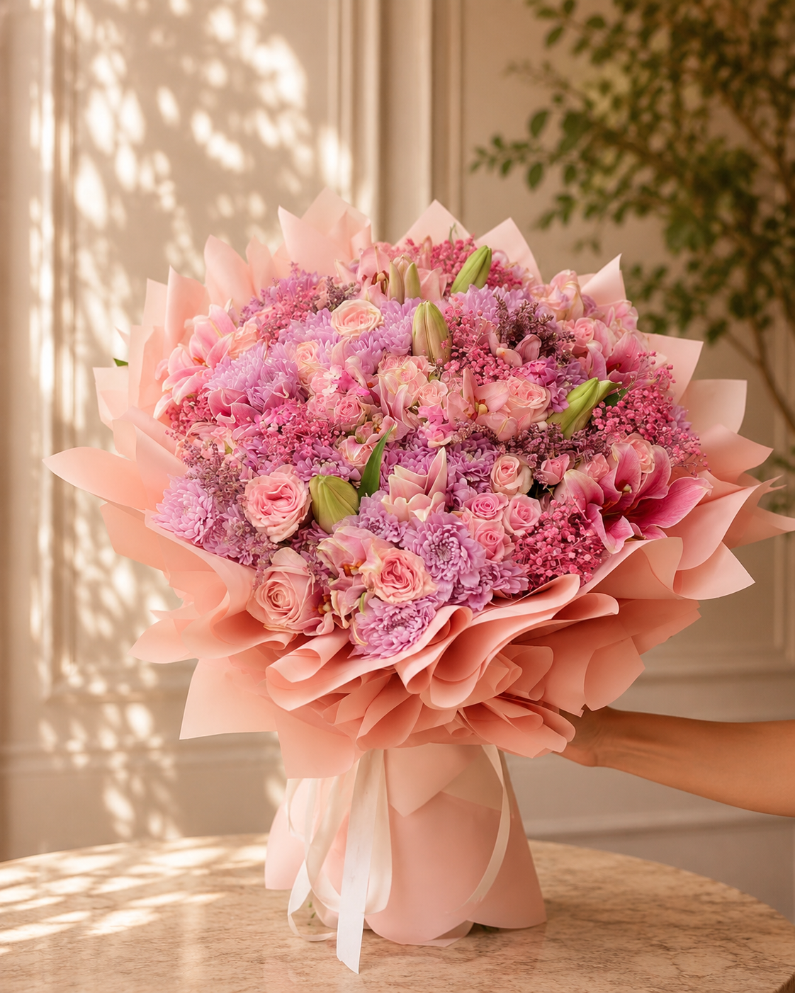 Pink Lily Hydrangea Bouquet