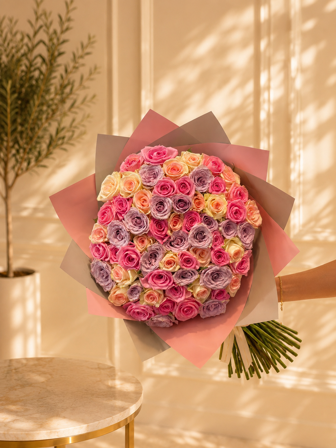 Pink Peach Roses Bouquet