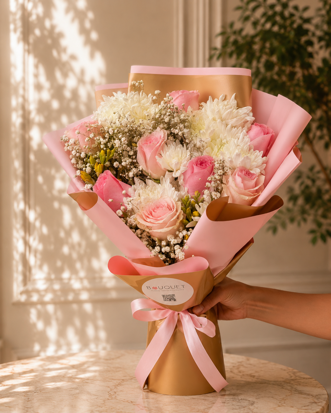 Pink Roses Chrysanthemums Bouquet