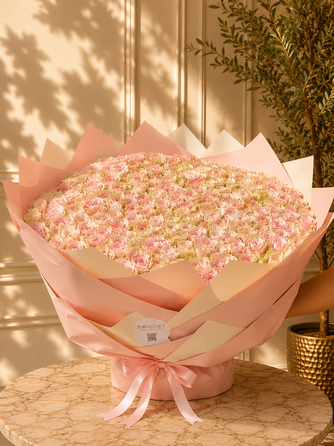 Pink Roses Dome Bouquet V3