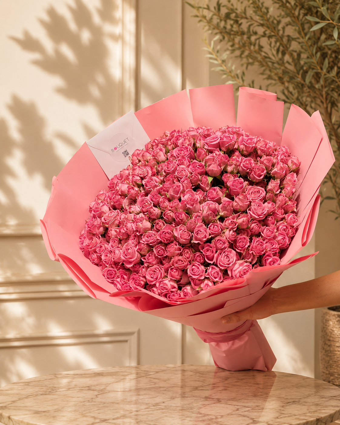 Pink Roses Dome Bouquet V4
