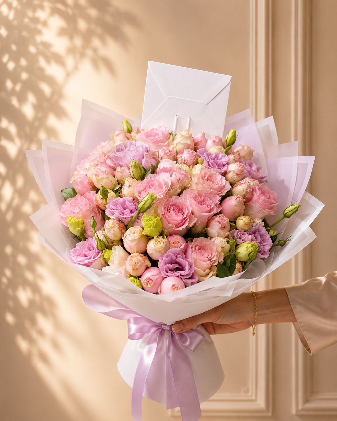 Pink Roses Lisianthus Bouquet